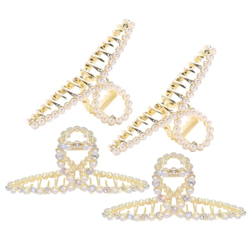 DECOMELODY 4 Stück Teiliges Große Perlen Haarklammern aus Langlebiger Legierung Rutschfeste Haarspangen für Frauen und Mädchen Stabile Haarkralle für Verschiedene Haarlängen Stilvolles von DECOMELODY