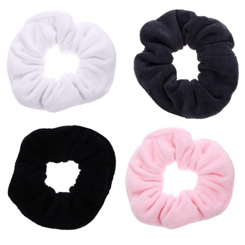 DECOMELODY 4 Stück Teiliges Haargummis Großes Darm Design Elastische Ponytail Holder für Mädchen Haarschmuck Weiß Rosa von DECOMELODY