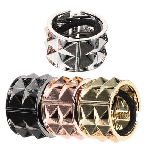 DECOMELODY 4 Stück Teiliges Haargummis mit Metallcuffs Modische Ponytail Holder für Damen und Mädchen Sichere Haarschmuck accessoires aus Stoff und Legierung für Alltag Partys und Besondere von DECOMELODY