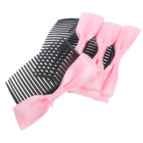 DECOMELODY 4 Stück Teiliges Haarkamm für Damen Dekorative Seitliche Haarkämme mit Schleifen Design Feine Haar Accessoires zum Fixieren von Frizz und Flyaways Einfaches Styling für Mädchen von DECOMELODY