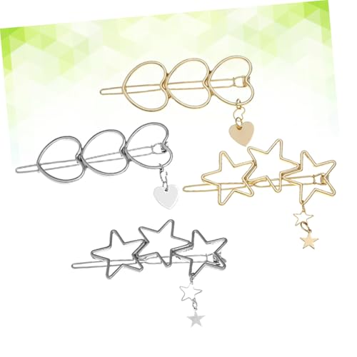 DECOMELODY 4 Stück Teiliges Haarklammern Stern und Herzform Haarschmuck Clips für Alltag und Fest Sichere Haarnadeln für Damen Dekorative Seiten Haarspangen von DECOMELODY