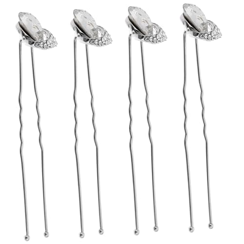DECOMELODY 4 Stück Teiliges Haarnadeln mit Strassbesatz Leichte Förmige Haarklammern aus Eleganter Brautschmuck für Hochzeit Verlobung Party Geeignet für Damen und Brautfrisuren von DECOMELODY