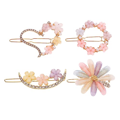 DECOMELODY Blumen Haarnadeln 4 Stück Für Mädchen Und Damen Dekorative Haarspangen Aus Metall Vintage Blumen Design Für Partys Und Besondere Anlässe Rutschfeste Haarklammern in von DECOMELODY