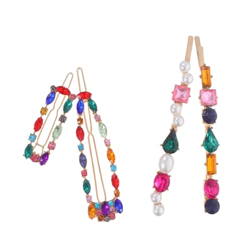 DECOMELODY 4 Stück Teiliges Haarschmuck aus Langlebiger Legierung mit Bunten Strasssteinen Modische Haarklammern und Haarnadeln für Damen und Mädchen Eleganter Look für Alltag und Besondere von DECOMELODY