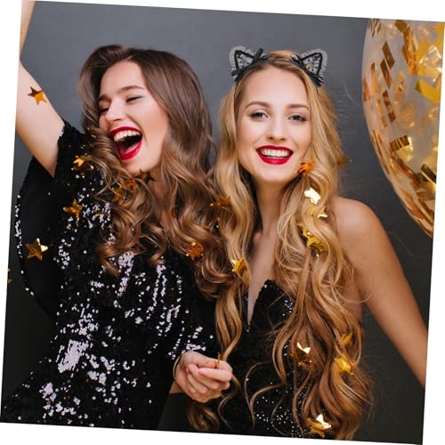 DECOMELODY 4 Stück Teiliges Katzenohren Haarreif aus Schwarzer Spitze mit Elastischem Dehnbarem Stirnband für Frauen und Mädchen Niedlicher Haarschmuck für Partys Festivals und Alltag von DECOMELODY