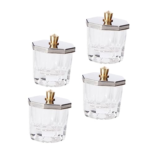 DECOMELODY 4 Stück Teiliges Maniküre Nagelkunst Schale mit Deckel Wiederbefüllbar Langlebig Kompakt zur Aufbewahrung von Acryl Flüssigkeit und Pulver von DECOMELODY