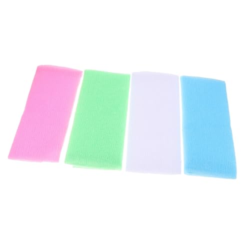 DECOMELODY 4 Stück Teiliges Peeling badetücher aus Weichem Nylon Langes Rückenpeeling handtuch für Dusche Schnell Trocknend Hautfreundlich und Wiederverwendbar zur Sanften Körperreinigung von DECOMELODY