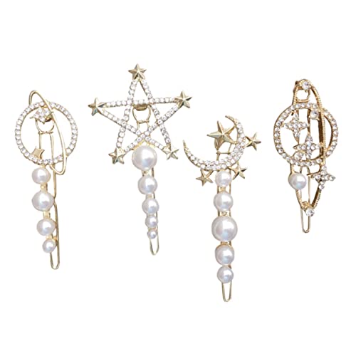 DECOMELODY 4 Stück Teiliges Planet Mond Haarspangen mit Perlen Haaraccessoires für Mädchen für Partys und Besondere Anlässe von DECOMELODY