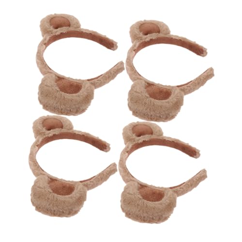 DECOMELODY 4 Stück Teiliges Plüsch Haarband mit Bärenohren für Mädchen Weiches Rutschfestes Cosplay Accessoire Niedliches Tier Stirnband für Partys Festivals und Alltag Modisches Haarschmuck von DECOMELODY