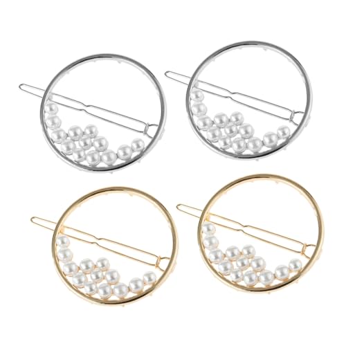 DECOMELODY 4 Stück Teiliges Runde Perlen haarklammern Hohlkreisförmige Haarspangen in Gold und Silber Eleganter Haarschmuck für Mädchen Modische Haaraccessoires zur Frisurdekoration von DECOMELODY