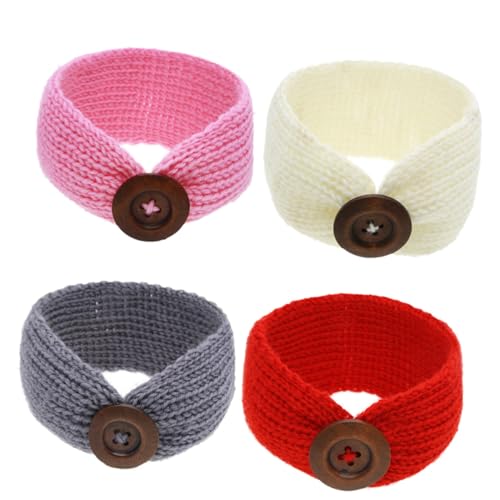 DECOMELODY 4 Stück Teiliges Stirnband aus Weichem Garn Elastisches Haarband für Neugeborene und Kleinkinder Farbenfrohe Kopfbedeckung in Rot und Weiß Bequemes Haarschmuck accessoire von DECOMELODY
