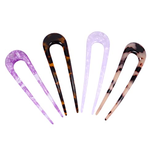 DECOMELODY 4stücke U-förmige Haarnadeln Aus Acetat Doppelte Haarspangen Für Frisuren Für Damen Und Mädchen Vielseitige Farben Für von DECOMELODY