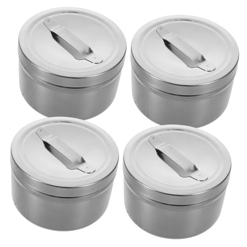 DECOMELODY 4 Stück Wattestäbchen Aufbewahrungsbehälter Wattepad Etui Wattebällchen Halter Wattepad Aufbewahrungsbehälter Organizer Behälter Silber Edelstahl von DECOMELODY