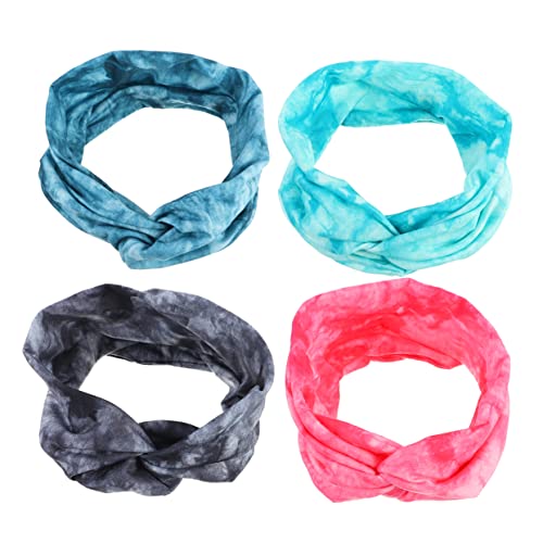 DECOMELODY Yoga Stirnbänder 4 Stück Damen Elastische Sport Stirnbänder Rutschfest für Fitness Laufen Yoga Schweißabsorbierend Weiches Material von DECOMELODY