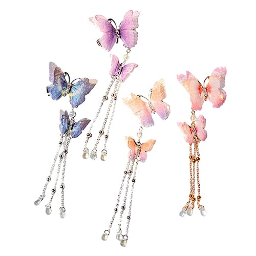 DECOMELODY 4Stücke Schmetterlinge Haarklammern Quasten Haarzubehör für Damen Blaue Gelbe und Varianten für Frisuren und Besondere Anlässe von DECOMELODY
