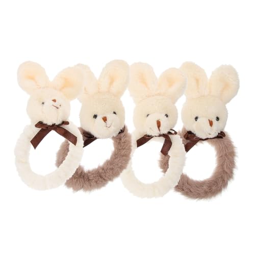 DECOMELODY 4stücke Häschen Haarbänder Elastische Haargummis Aus Plüsch Haarschmuck Für Mädchen Haarreifen Mit Hasenform Gemischte Stile von DECOMELODY
