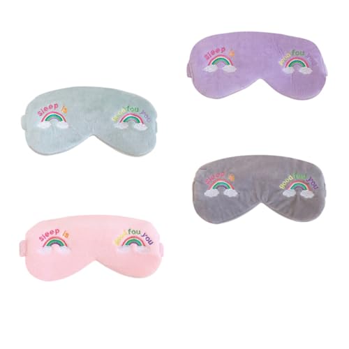 DECOMELODY 4stücke Regenbogen Stirnband Schlafende Augenmaske Für Mädchen Aus Waschbar Leicht Und Weich Mit Gummiband Für Reisen Camping Und Flugzeugbenutzung Schlafmaske von DECOMELODY