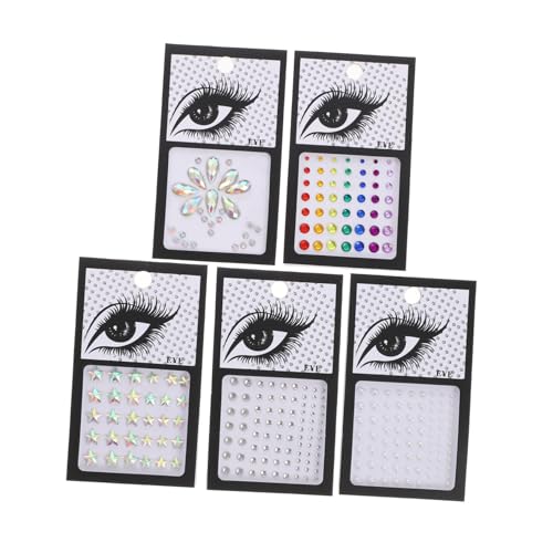 DECOMELODY 5 Blätter Gesichtsjuwelen Selbstklebende Acryl Edelsteine Strass Aufkleber für Festival Make up Körperdekorationen Verschiedene Formen für Party Look von DECOMELODY