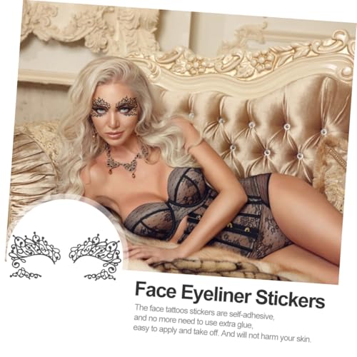 DECOMELODY 5 Paare Augen Eyeliner Aufkleber Spitzen Design Selbstklebend Temporäre Spitzen Eyeliner Tattoos Gesicht Make Up Kleber für Frauen und Mädchen Party Cosplay von DECOMELODY