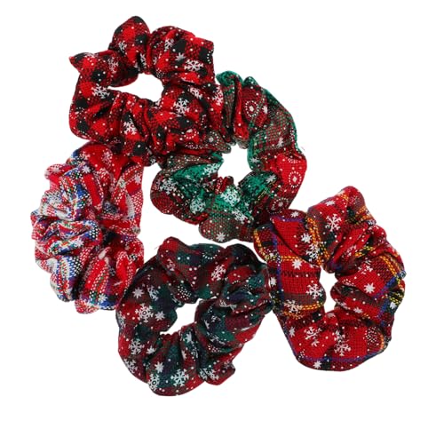 DECOMELODY 5 Stück Haargummi Elastisch Weich Für Urlaub Damen Scrunchie Band Großes Seil Bunt Glitzer Weihnachten Schneeflocke Mädchen Blau Spirale Farbig Kleiner von DECOMELODY