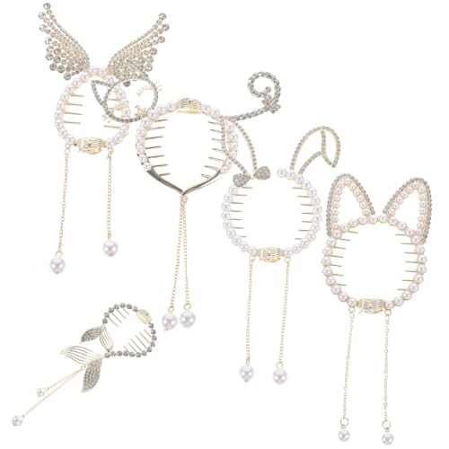 DECOMELODY 5 Stück Teiliges Damen Haarclips mit Perlen und Strass Robuste Ponytail Buckles für Festen Modische Haarschmuck Accessoires für Alltag Küche Sport und Geschenkideen von DECOMELODY