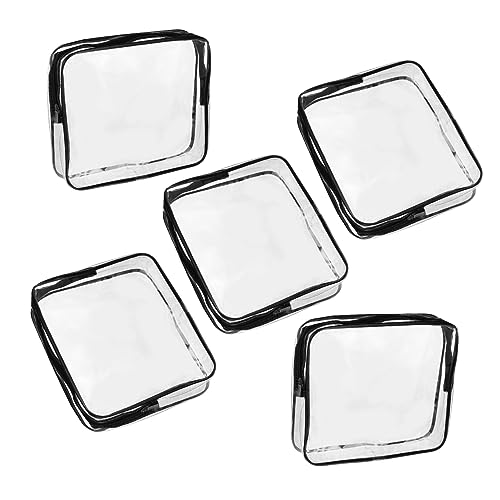 DECOMELODY 5 Stück Teiliges Transparente Kosmetiktaschen Makeup Organizer Mittelgroß Schwarz Multifunktionale Aufbewahrungstaschen für Reisen und Alltag von DECOMELODY