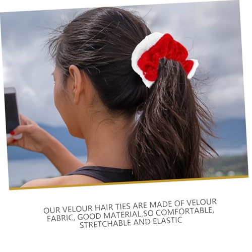 DECOMELODY 5 Teiliges Samt Haargummi Rot Elastisch Weich Dehnbar Haarschleifen für Damen Mädchen Weihnachten Ponytail Halter Haarschmuck von DECOMELODY