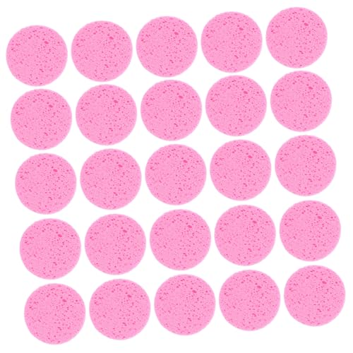DECOMELODY 50 Stück Komprimierte Gesichtsschwämme Runde Zellulose Make Up Entferner Schwämme Wasserabsorbierend Elastisch Sanftes Peeling für Gesichtsreinigung und Make Up Entfernung Rosa von DECOMELODY