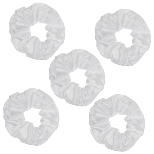 DECOMELODY 5stücke Haargummi Für Frauen Und Mädchen Weisse Elastische Haarbänder Stretch-haargummis Pferdeschwanzhalter Einfarbige Haarseile Für Alltag von DECOMELODY