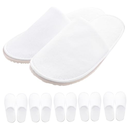 DECOMELODY 6 Paare Rutschfeste Hausschuhe mit Dickem Fleece Sohlen Hotel und Spa Slipper für Damen und Herren Weiche Gästepantoffeln für Wellness Gäste und Zuhause von DECOMELODY