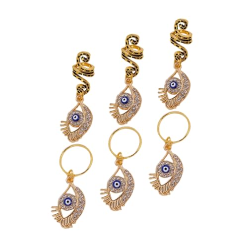 DECOMELODY 6 Stck. Teiliges Metall Haarring Haarschmuck für Zöpfe Dreadlock Accessoires mit Schlangenform und Evil Eye Anhänger für Frauen Langlebig Einfach zu Tragen für Weihnachten und von DECOMELODY