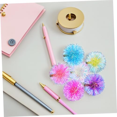DECOMELODY 6 Stück Bunte Haarspangen mit Flauschigen Pompom Bällen Glänzende Haarclips für Dickes Haar Langlebige Haarschmuck Accessoires für Damen für Party und Alltag von DECOMELODY