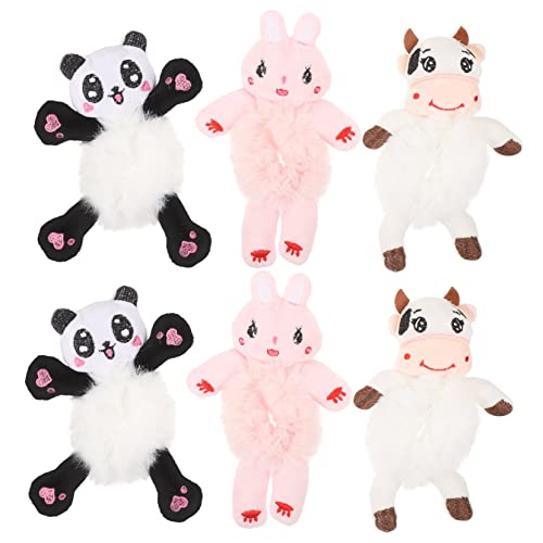 DECOMELODY 6 Stück Flauschige Cartoon Haargummis Für Mädchen Elastische Pferdeschwanzhalter in Plüsch Design (kaninchen Panda) Für Mitteldickes Oder Dickes Haar Süßes von DECOMELODY