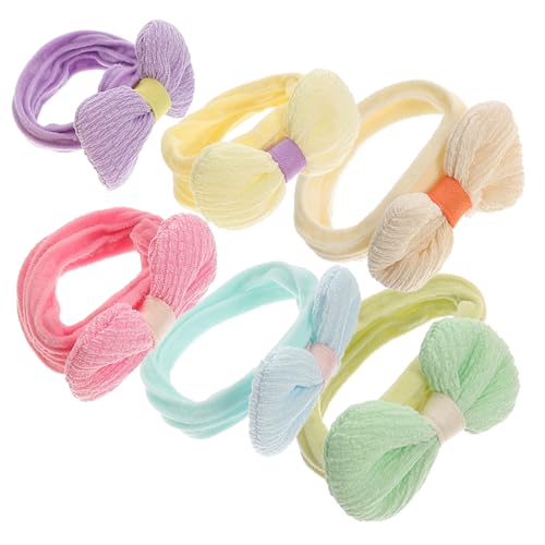 DECOMELODY 6 Stück Kleine Haargummis mit Schleifen Elastische Haarringe für Mädchen Weiche Ponytail Halter Schonend für Kopfhaut für Junge Mädchen Kleinkinder und Bunte Pastellfarben von DECOMELODY