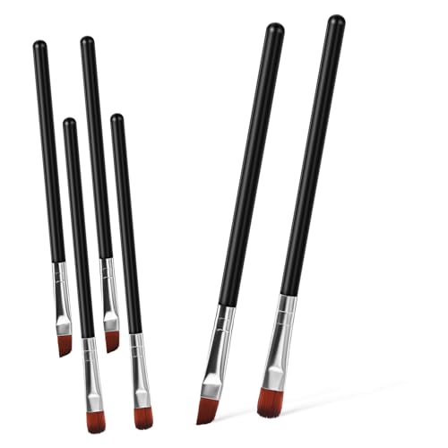 DECOMELODY 6 Stück Teiliges Augenbrauenpinsel mit Flachem und Schrägem Pinselkopf Multifunktionale Make Up Pinsel zum Verblenden von Lidschatten Eyeliner und Formen der Augenbrauen Leicht von DECOMELODY