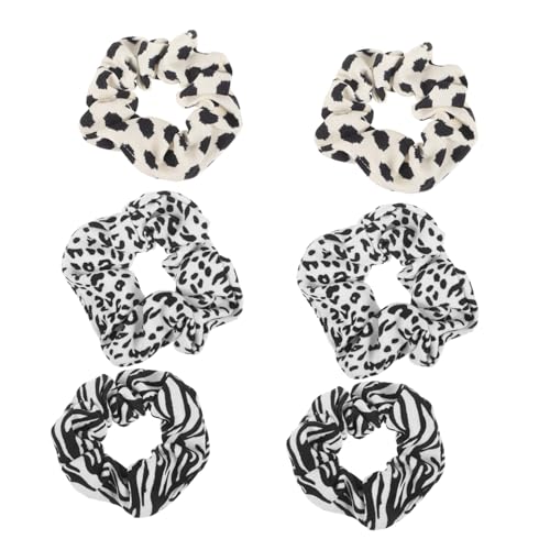 DECOMELODY 6 Stück Teiliges Elastische Haargummis mit Leoparden Kuh und Zebramuster Weiche Dehnbare Haarschleifen für Mädchen und Damen Modisches Dekoratives Haaraccessoire Vielseitig von DECOMELODY