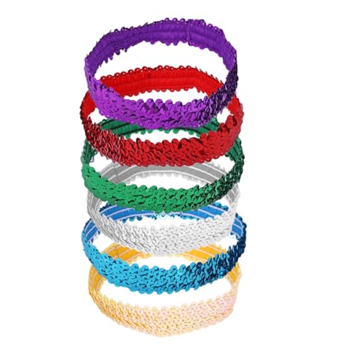 DECOMELODY 6 Stück Teiliges Elastisches Pailletten stirnband für Damen Farbenfrohes Party haarband mit Glitzer Vielseitiger Haarschmuck für Karneval Festlichkeiten und Tägliche Dekoration von DECOMELODY