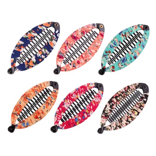 DECOMELODY 6 Stück Teiliges Haarklammer Blumenmuster Mittlere Rutschfeste für Damen und Mädchen Vielseitig für Pferdeschwanz und Hochsteckfrisuren Bequem und Sicher zu Tragen von DECOMELODY