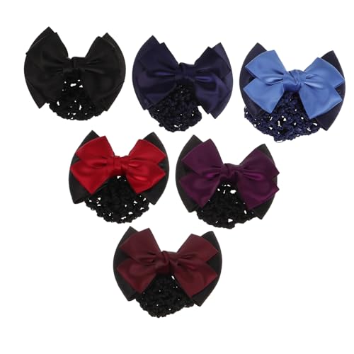 DECOMELODY 6 Stück Teiliges Haarnetz mit Elastischem Schleifen Haarspangen Professionelles Netz Dutt Haarzubehör für Damen Elastisch Farbenfrohes Styling für Büro Party Alltag Rot Blau von DECOMELODY