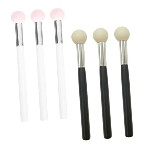 DECOMELODY 6 Stück Teiliges Make Up Schwamm mit Pinselgriff Tragbare Concealer Schwämme für Gesicht Vielseitig für Foundation Puder Praktische Kosmetiktools für Frauen von DECOMELODY