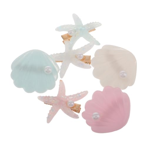 DECOMELODY 6 Stück Teiliges Set Muschel und Seestern Haarspangen für Mädchen Niedliche Haarschmuck Accessoires in Weiß Rosa Hellblau Sicher für Langanhaltenden Gebrauch für Partys Hochzeiten von DECOMELODY