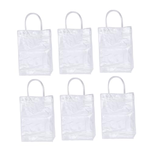 DECOMELODY 6 Stück Teiliges Transparente Geschenktragetaschen mit Kurzen Henkeln Wiederverwendbare Pvc handtaschen Praktische Geschenkverpackung für Party Einkauf und Kleidung von DECOMELODY