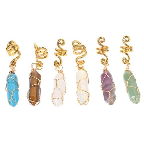 DECOMELODY 6 Stück Vintage Afrikanischer Schmuck Für Haare Dreadlock Accessoires Für Frauen Steinanhänger Haarschmuck Frauen Dread Zopf Ausrüstung Natürliche Haar Accessoires von DECOMELODY