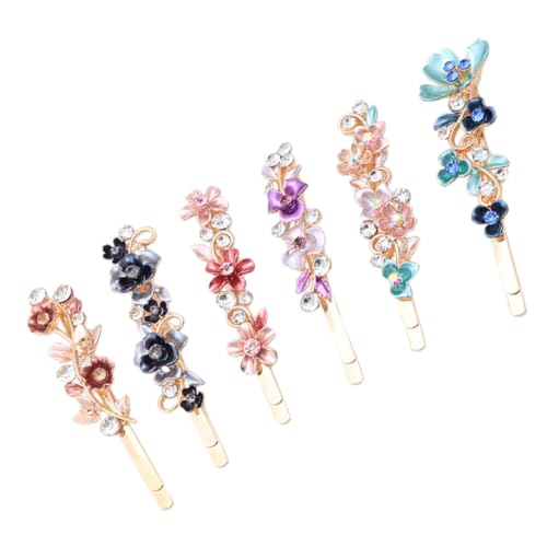 DECOMELODY 6 Stück Vintage Haarnadeln mit Blumenmotiv und Strasssteinen Dekorative Haarklammern für Damen Eleganter Haarschmuck für Hochzeit und Alltag Farbige Clips für Festlichen Look von DECOMELODY