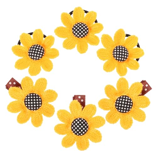 DECOMELODY 6stücke Schöne Haarspangen Mit Sonnenblumenmuster Haarnadeln Kopfbedeckung Schwarz Und Gelb Haarspangen Junge Mädchen Haarnadel Entzückender Haarschmuck von DECOMELODY