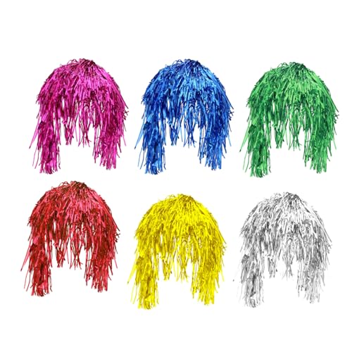 DECOMELODY 6stücke Teiliges Lametta Perücken Für Mädchen Bunte Tinsel Perücke Für Cosplay Karneval Halloween Und Partys Kreatives Haaraccessoire Für Frauen Und Mädchen von DECOMELODY