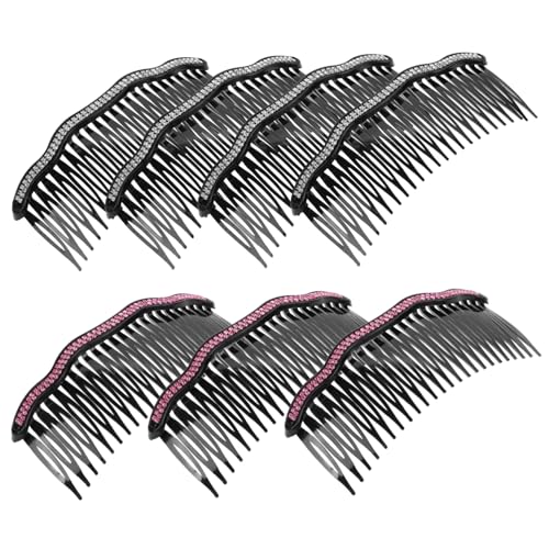DECOMELODY 7 Stück Teiliges Haarkamm Doppelter Strass reihe Brautschmuck Haarkamm für Frauen und Mädchen Leichter Kunststoffkamm für Hochzeit Party und Festliche Frisuren Zufällige Farbe von DECOMELODY