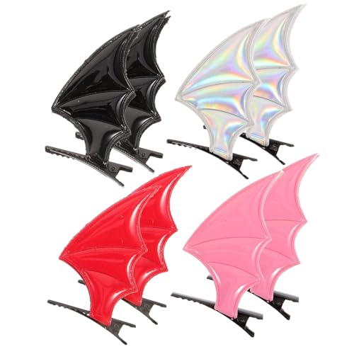 DECOMELODY 8 Stück Teiliges Halloween Haarclip Fledermausflügel aus Stoff und Metall Gruseliges Kostümzubehör für Frauen Mädchen Cosplay Fasching Verstellbar Langlebig Modisch Vielseitig von DECOMELODY
