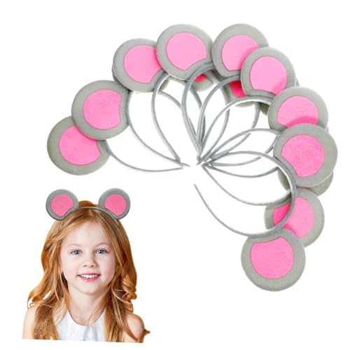 DECOMELODY 8 Stück Teiliges Mäuseohren Haarreifen aus Stoff Leichtes Bequemes Stirnband mit Niedlichem Tierohren Design für Halloween Cosplay Maskerade und Partyzubehör für Erwachsene von DECOMELODY