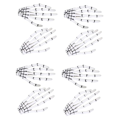 DECOMELODY 8 Stück Teiliges Weißes Haarklammern mit Skelett Hand Design Robuste Haarklammern für Frauen und Mädchen Stylische Halloween Haarschmuck Accessoires für Party und Alltag von DECOMELODY
